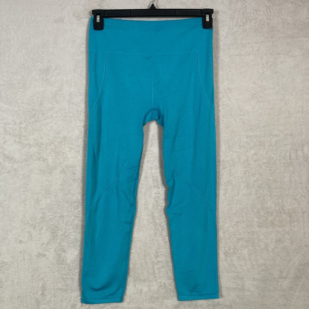 Fabletics Leggings Women‎ Medium Teal Blue Seamless Pointelle High Waisted Yoga